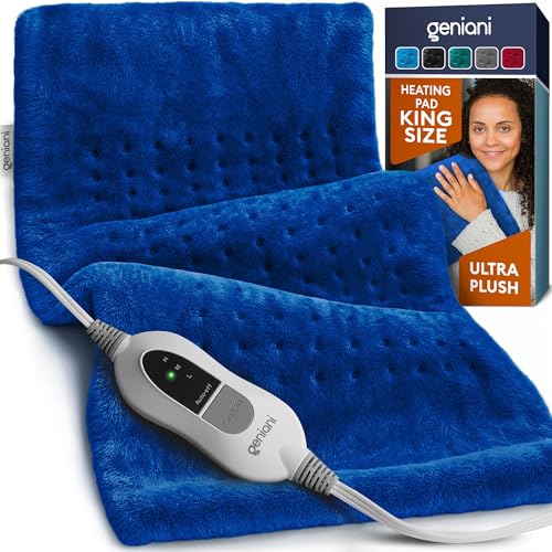 GENIANI Electric Heating Pad for Back Pain & Cramps Relief, Electric Throw, Auto Shut Off, Machine Washable, Moist Heat Pa...