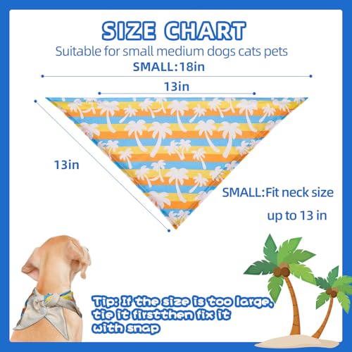PAWCHIE Dog Cooling Bandana Small, 4 Packs Ice Cool Pet Triangle Scarf Bibs Reversible Styles, Summer Adjustable with Two ...
