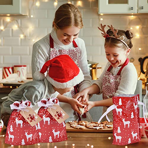 Christmas Gift Bags Assorted Sizes, 22pcs Drawstrings Christmas Bags For Gifts, Presents Wrapping Bags Favor Goody Bags Re...