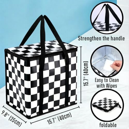 WFZK Insulated Reusable Grocery Bags, XX Large Thermal Cooler Bag, Heavy Duty Stand Up Insulation Tote, Keep Hot & Cold fo...