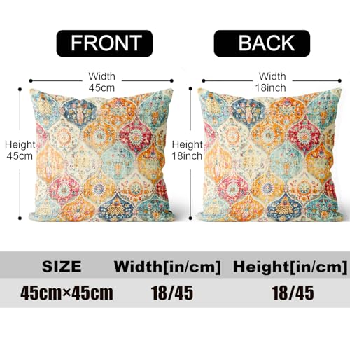 ZSYTZL Boho Throw Pillow Covers 18x18 inch Set of 2,Soft Pillowcases Bohemia Carpet Printing Pattern Decorative Sofa Livin...