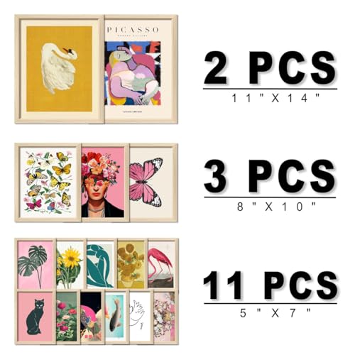 16 PCS Framed Eclectic Wall Art Decor, Modern Maximalist Home Gallery Wall Frame Set Prints for Bedroom Bathroom, Posters ...