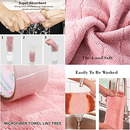 12 Pack Kitchen Towels Quick Dry Washcloths, Coral Velvet Dishtowels Multipurpose Reusable Cloths, Soft Tea Absorbent Clea...