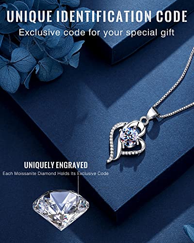 Wedding Anniversary Jewelry Gift for Wife from Husband, Wife Birthday Gift Idea, 1 Carat Moissanite Diamond Pendant Neckla...