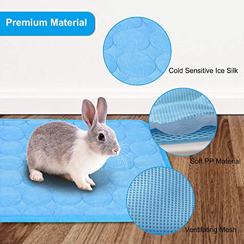 2PCS Summer Cooling Mat for Rabbit, Washable Bunny Bed, Rabbit Bed Mat, Guinea Pig Cage Liner Hamster Pee Pad, Fleece Slee...