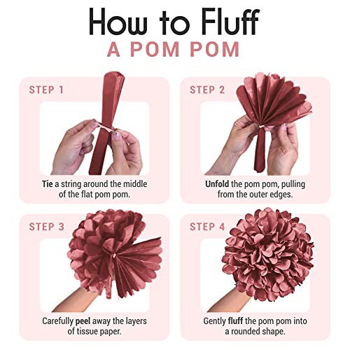 EpiqueOne 20 Piece Tissue Paper Pom Poms | Blush Pink, Dusty Rose, Mauve & Cream | Colorful Paper Flower Wall Decorations ...