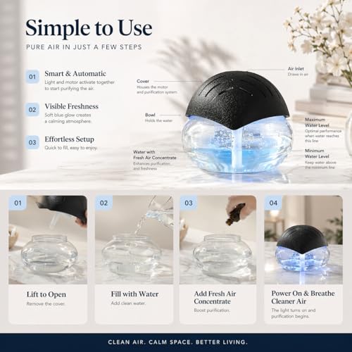Air Freshener（Black） - for Home, Bedroom, Office and Warehouse - Essential Oil Aroma Diffuser with LED Color Night Light a...
