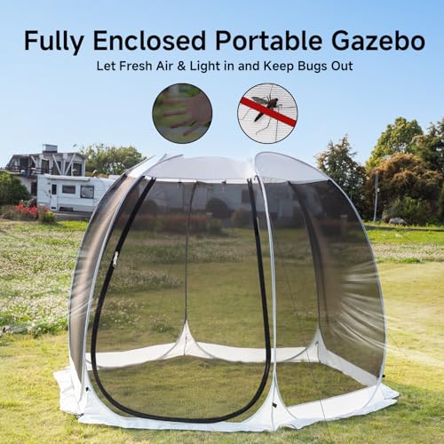LEEDOR Pop Up Screen House, 6-10-15 Person Outdoor Screen Tent，Camping Screen Room with Carry Bag, Screened Gazebo with Mo...