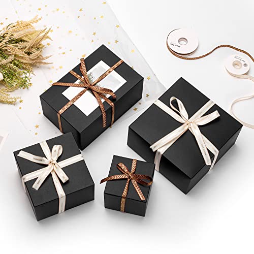 Mcfleet Black Gift Boxes with Lids 4x4x4 Inches 25 Pack Groomsmen Proposal Cardboard Craft Gift Box for Christmas, Weddin...
