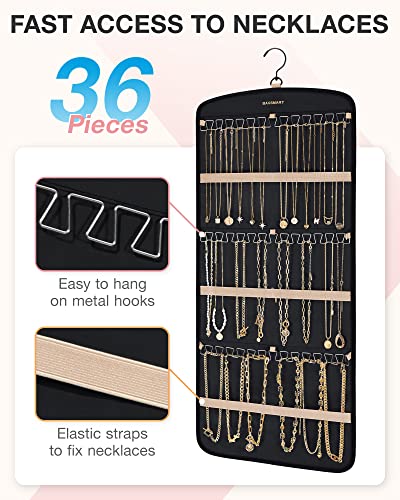 BAGSMART Hanging Jewelry Organizer, Necklace Holder Anti-tangle Earrings Rings Hanger with 20 Jewelry Bags Travel Storage ...