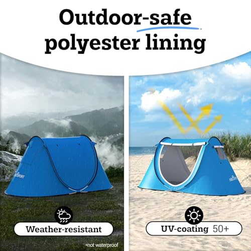 Abco Tech Pop Up Tent - Portable Tent for Camping 2 Person Pop Up with Double Doors - Water-Resistant and UV Protection - ...