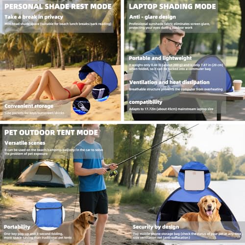 FACIOWN Dog and Cat Outdoor Waterproof Tent House, Portable Mini Beach Tent Instant, Pop Up Canopy for Pets, Laptops & Out...