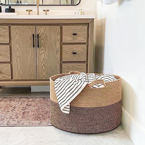 Goodpick Extra Large Wicker Storage Basket, 83L Woven Blanket Storage for Living Room, Round Baby Basket for Clothes, Big ...
