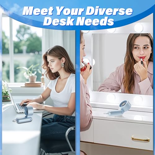 Portable HandHeld Turbo Fan - Foldable Personal Fan with LED Display, 5 Speeds, Lanyard, USB Rechargeable, Strong Airflow,...