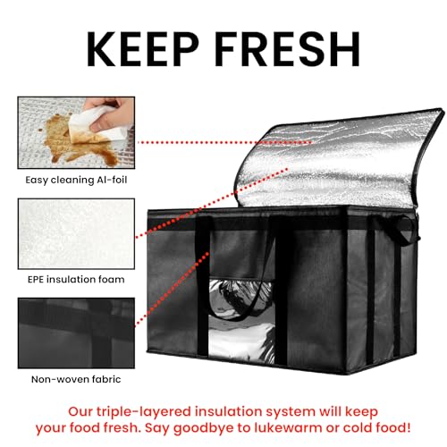 NZ home Insulated Bags for Food Delivery (3XL) Grocery Shopping Cooler Bag, Pizza Delivery, Hot & Cold Catering Tote, Reus...