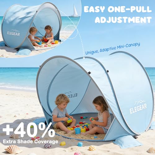 Elegear Pop Up Baby Beach Tent with Mini Canopy, CumbreX™ UPF 50+ UV Protection Baby Tent Sun Shelter, 1S Setup Portable B...