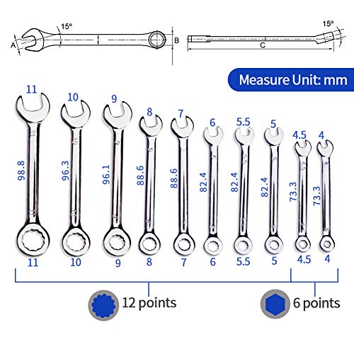 SPEEDWOX Ignition Wrench Set SAE Metric Small Open and Box Wrenches Mini Spanner Set Combination Wrench Set with Portable ...