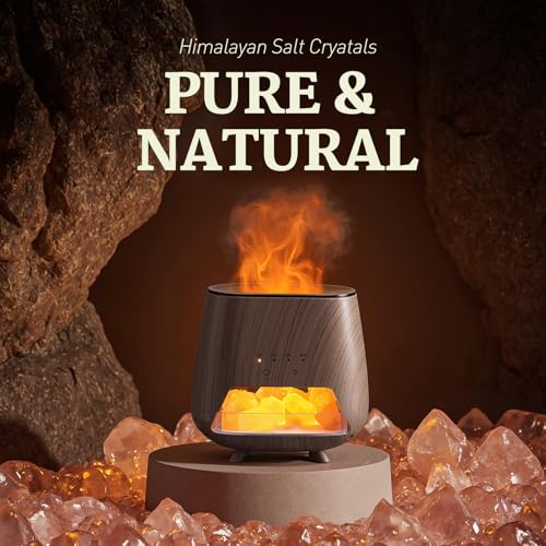 JJNJJN Essential Oil Diffuser for Home: 200ml Aromatherapy Diffuser with Himalayan Pink Salt Rock, Cool Mist Humidifier wi...