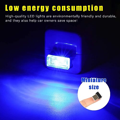 Augeny 4 PCS USB LED Car Interior Atmosphere Lamp, Plug-in USB Decor Night Light, Portable Auto Ambient Lighting Kit, Univ...