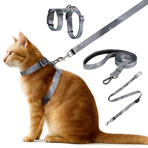 Cat Harness and Leash Set, Anti Escape Adjustable Cat Leash, Comfortable Soft Lightweight, Use Safe & Easy, Suitable for S...