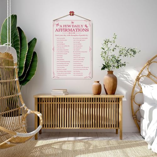 Azppan Room Decor Aesthetic A Few Daily Affirmations Motivational Wall Art Tin Metal Sign Pink Butterfly Wall Home Coffee ...