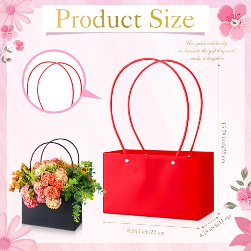 Geyoga 12 Pcs Mother's Day Flower Bags Boxes for Arrangements Kraft Paper Floral Wrapping with Handle Waterproof for Gradu...