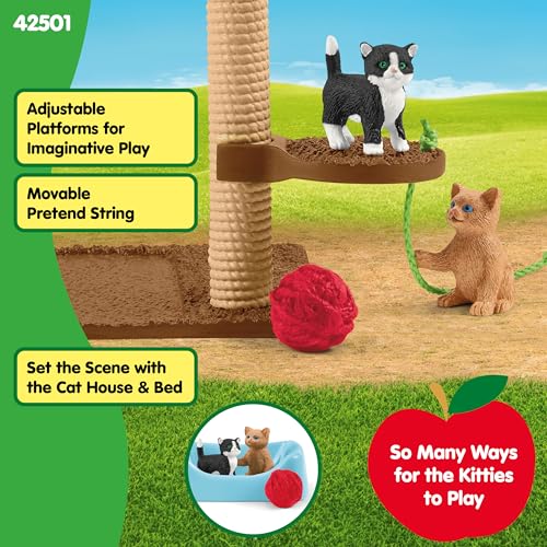 Schleich Farm World Cute Cats and Kittens Playtime Figurine Set - 9-Piece Realistic Momma Cat and Baby Kitten Figurine Lar...