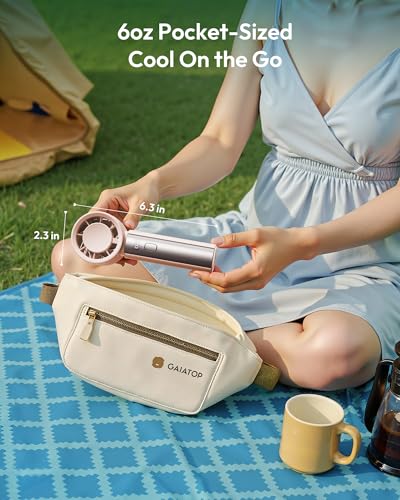 Gaiatop Small Handheld Personal Fan, Powerful High Speed Turbo Cooling, 4000mAh USB Rechargeable Battery Powered Mini Port...
