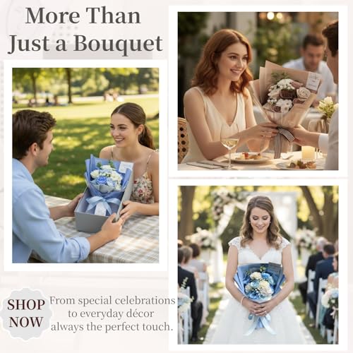 MEJARDIN Soap Flower Bouquet, Elegant Artificial Flowers Bouquet in Luxury Gift Box with Greeting Card, Romantic Long Last...