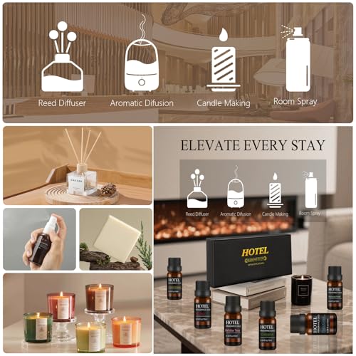 Hotel Collection Luxury Scent for Diffuser Oils Set Inspired by Iconic 5-Star Hotels- Aromatherapy Essential Oils for Diff...