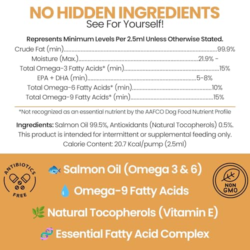 Salmon Oil for Dogs - Premium Fish Oil for Skin and Coat Health - Omega 3 Supplement - Supports Itchy Skin - 8 oz Liquid -...