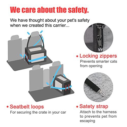 Prutapet Large Cat Carrier 24"x16.5"x16.5" Portable Dog Crate for Small Medium Dogs Collapsible Traveling Pet Crate with C...