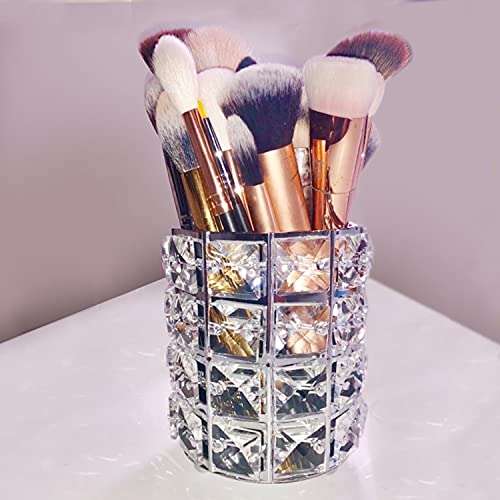 LUGUNU Makeup Brush Holder Organizer Golden Crystal Bling Personalized Gold Comb Brushes Pen Pencil Storage Box Container...
