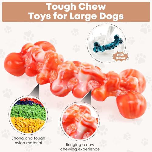 Dog Chew Toys for Aggressive Chewers - 2 Pack Indestructible Teeth Cleaning Chew Toys to Keep Them Busy for Medium & Large...