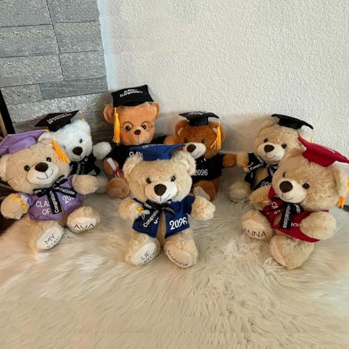 Printualist Personalized Graduation Teddy Bear Gift 2026 for Her Him, College, High School, 12 Inch - Cute Custom Beige Be...
