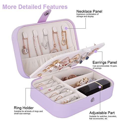 jiemei Jewelry Box, Travel Jewelry Organizer Cases with Doubel Layer for Women’s Necklace Earrings Rings and Travel Access...