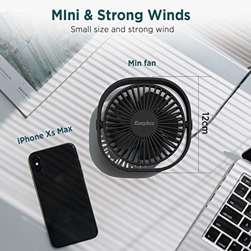 EasyAcc USB Small Desk Fan, Slumber Pod Fan [360°Rotatable Head &Powerful ] 3 Speeds Portable Personal Table Travel Fan fo...