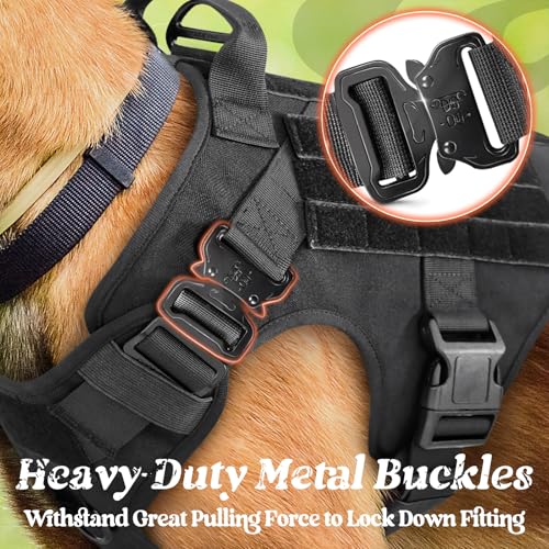 rabbitgoo Tactical Dog Harness for Large, Heavy Duty Pet Harness with Handle, No-Pull Service Vest Large Breed, Adjustable...