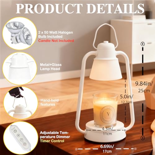 Dekukar Candle Warmer Lamp with Timer for Jar Candle, 4 Level Dimmable, Electric Wax Melt Warmer with 2 Bulbs, Vintage Dec...