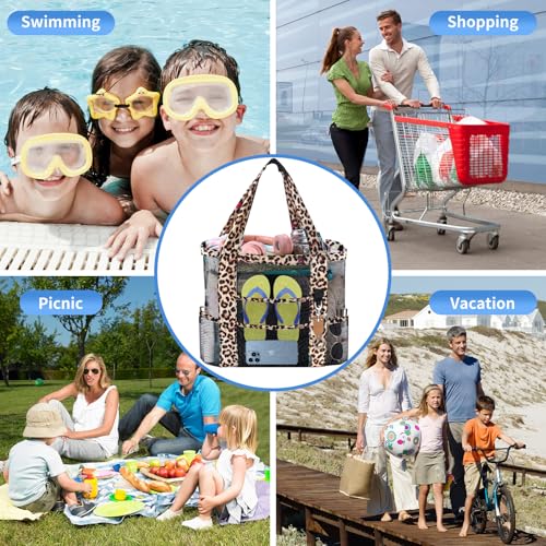 Savvy Harbor Mesh Beach Tote Bag with Sun Hat for Women, Foldable Multi-Purpose Large Tote Bag