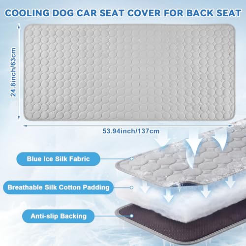 Hahafelt 54"x24.8" Dog Cooling Mat for Car Back Seat, Ice Silk Pet Bed Mat, Non Slip Summer Cooling Pad for Dogs and Cats,...
