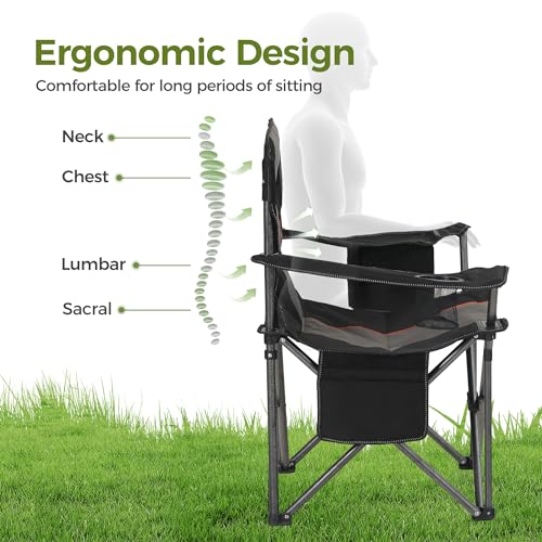 ALPHA CAMP Heavy Duty Camping Chair 500LBS Capacity, Oversized Folding Chair for Heavy People, Padded Portable Outdoor Cha...