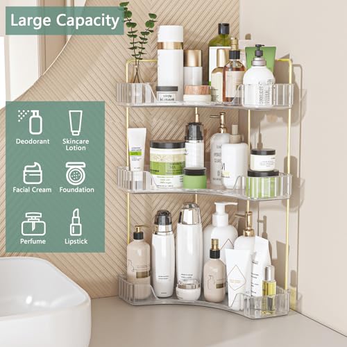 Webetop Corner Bathroom Counter Organizer 3 Tier Bathroom Countertop Organizers Shelf Makeup Organizer for Vanity Perfume ...