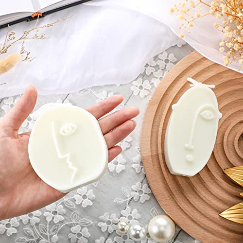 Roowest 2 Pcs Shaped Candles Cool Candles Aesthetic Weird Face Geometric White Decorative Sculpture Scented Soy Wax Fun Mo...