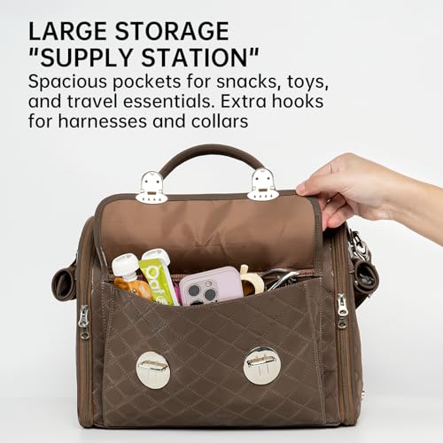 Touchdog Pioneer Light Luxury Pet Carrier Backpack, Airline-Approved Dog Soft-Sided Carriers with High-End Leather & Venti...