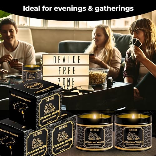 Vanilla Candle with Cinnamon Strong Scented Soy Candel Clean Non Toxic Velas Aromáticas for Women Gift for Fall Christmas ...