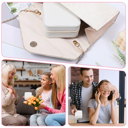 Meyeyaia 12pcs Mini Travel Jewelry Case,White Bridesmaids Proposal Small Jewelry Box Mini Jewelry Organizer,Small PU Leath...