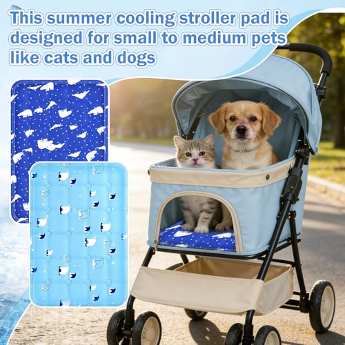 X-Kingsun 2Pcs Dog Stroller Cooling Mat for Pet Stroller Outdoor Pet Cooling Mat Waterproof Cooling Pad for Small Cat Puppy