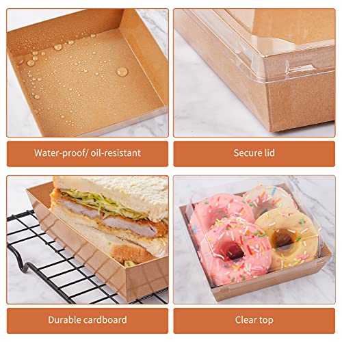 Ocmoiy Small Charcuterie Boxes with Clear Lids, To Go Paper Disposable Food Containers, 5 Inches Bakery Dessert Boxes for ...