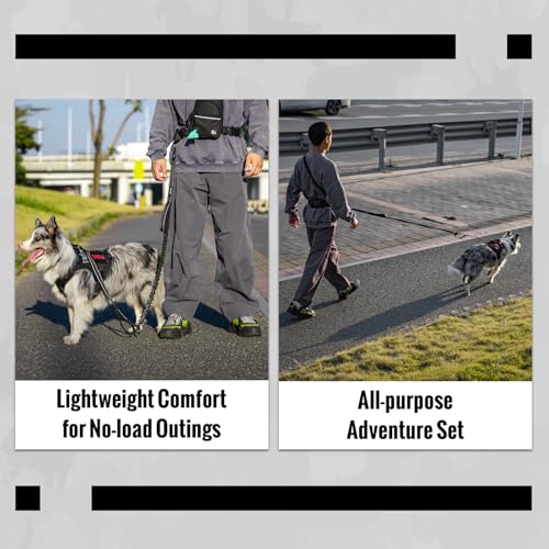 OneTigris Hands Free Dog Leash, Waist Leash for Dog Walking with Detachable Chest Bag, Thickened Mesh Lumbar Support and D...